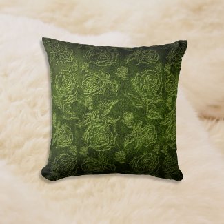 Green Faux Embossed Rose Leather