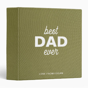Green Faux Fabric Best Dad Ever Photo Album 3 Ring Binder