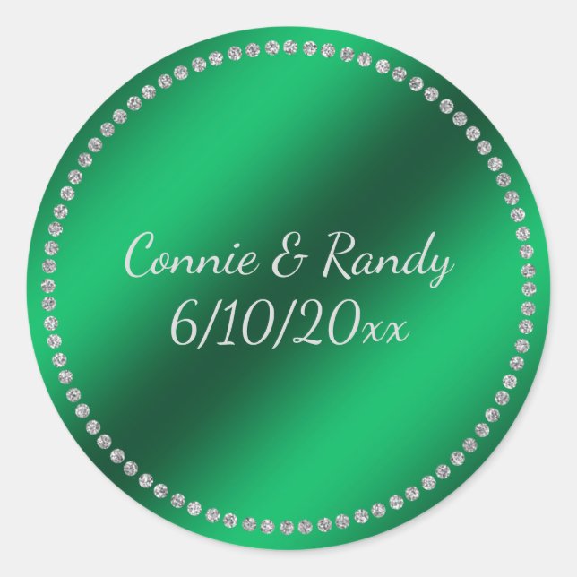 Green Faux Foil Wedding Sticker (Front)