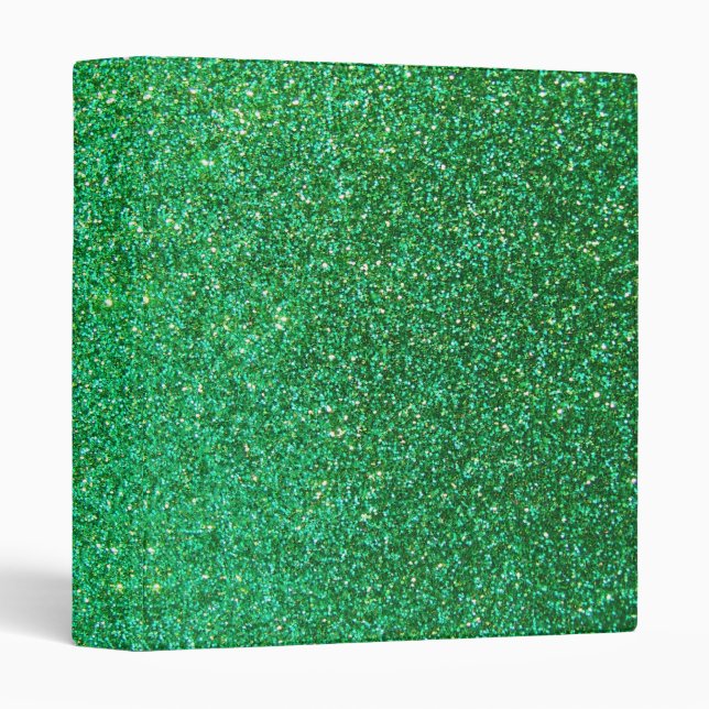 Green faux glitter graphic 3 ring binder (Front/Spine)