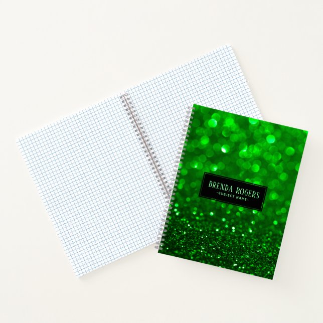 Green Faux Glitter Print Notebook (Inside)