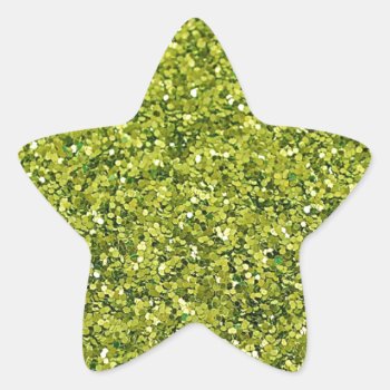 Green (faux) Glitter Star Sticker by Regella at Zazzle