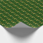 [ Thumbnail: Green, Faux Gold 14th (Fourteenth) Event Wrapping Paper ]