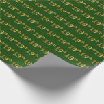 [ Thumbnail: Green, Faux Gold 19th (Nineteenth) Event Wrapping Paper ]