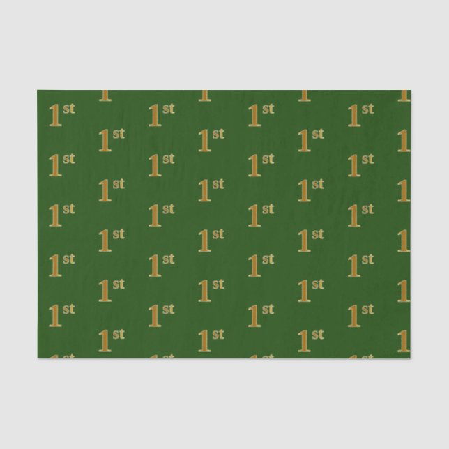 Green, Faux Gold 1st (First) Event Tissue Paper (Front)