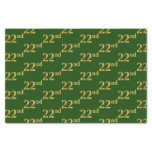 [ Thumbnail: Green, Faux Gold 22nd (Twenty-Second) Event Tissue Paper ]