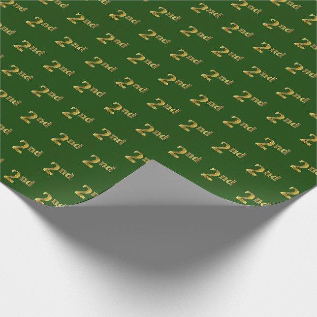 Green, Faux Gold 2nd (Second) Event Wrapping Paper (Corner)