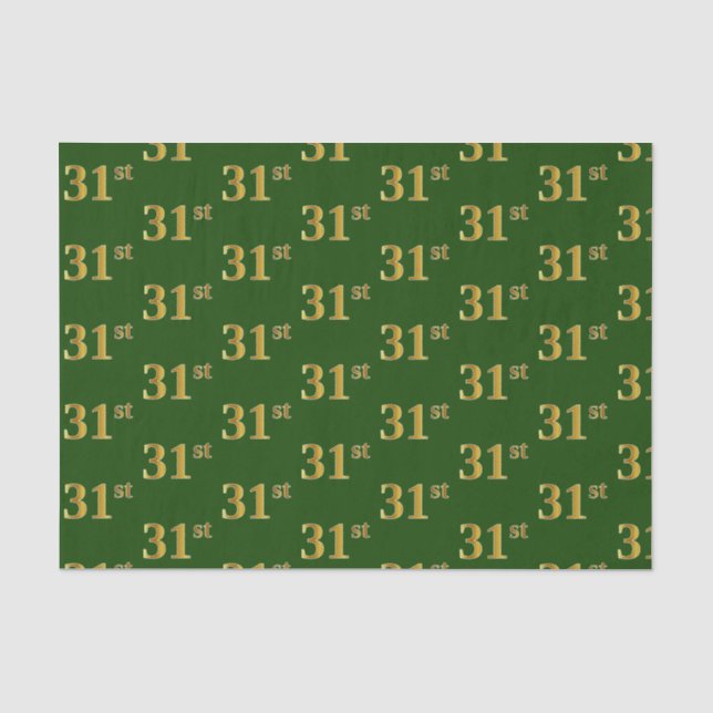 Green, Faux Gold 31st (Thirty-First) Event Tissue Paper (Front)