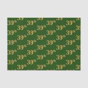 Green, Faux Gold 39th (Thirty-Ninth) Event Tissue Paper