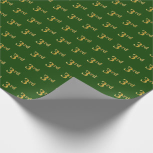 Green, Faux Gold 3rd (Third) Event Wrapping Paper