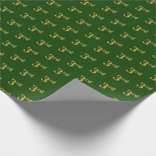 Green, Faux Gold 3rd (Third) Event Wrapping Paper