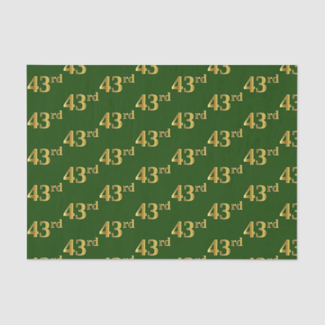 Green, Faux Gold 43rd (Forty-Third) Event Tissue Paper (Front)