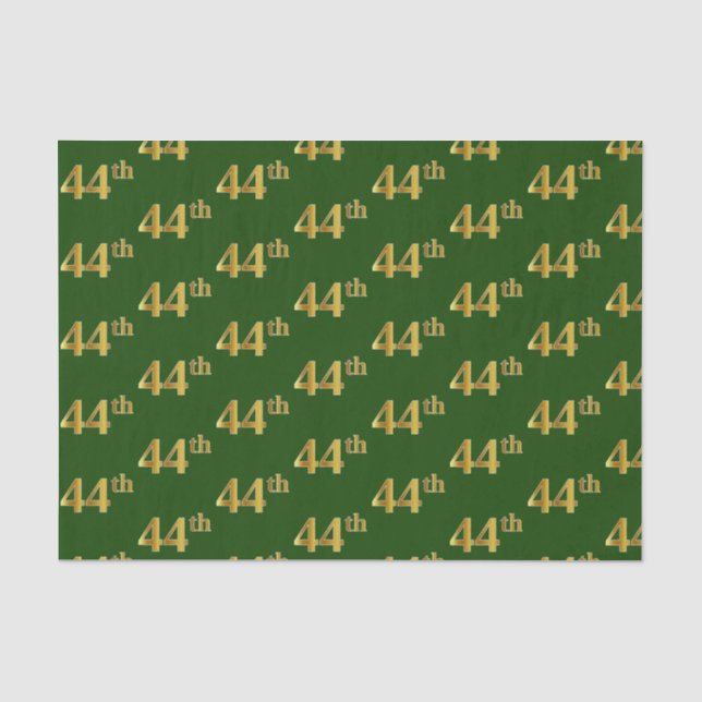 Green, Faux Gold 44th (Forty-Fourth) Event Tissue Paper (Front)
