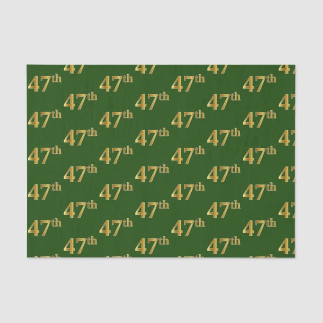 Green, Faux Gold 47th (Forty-Seventh) Event Tissue Paper (Front)