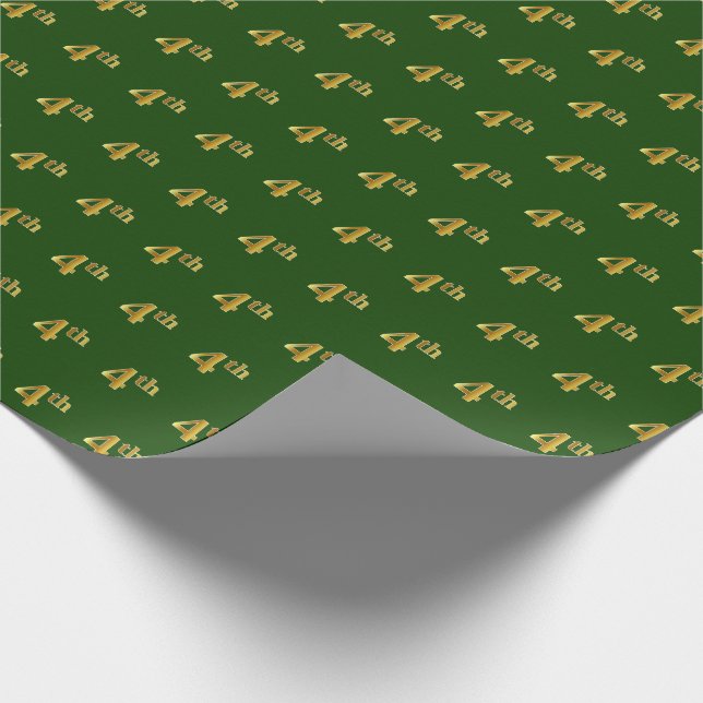 Green, Faux Gold 4th (Fourth) Event Wrapping Paper (Corner)