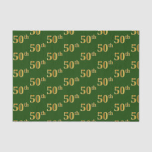 Green, Faux Gold 50th (Fiftieth) Event Tissue Paper