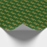 [ Thumbnail: Green, Faux Gold 50th (Fiftieth) Event Wrapping Paper ]