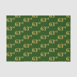 Green, Faux Gold 63rd (Sixty-Third) Event Tissue Paper