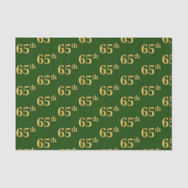 Green, Faux Gold 65th (Sixty-Fifth) Event Tissue Paper (Front)