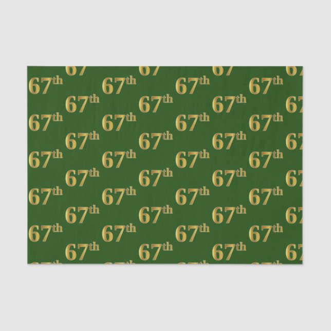 Green, Faux Gold 67th (Sixty-Seventh) Event Tissue Paper (Front)