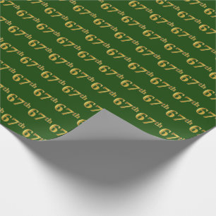 Green, Faux Gold 67th (Sixty-Seventh) Event Wrapping Paper