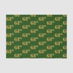 Green, Faux Gold 68th (Sixty-Eighth) Event Tissue Paper
