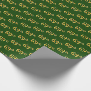 Green, Faux Gold 69th (Sixty-Ninth) Event Wrapping Paper