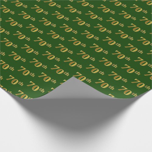 Green Faux Gold 70th Seventieth Event Wrapping Paper