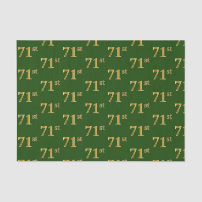 Green, Faux Gold 71st (Seventy-First) Event Tissue Paper (Front)