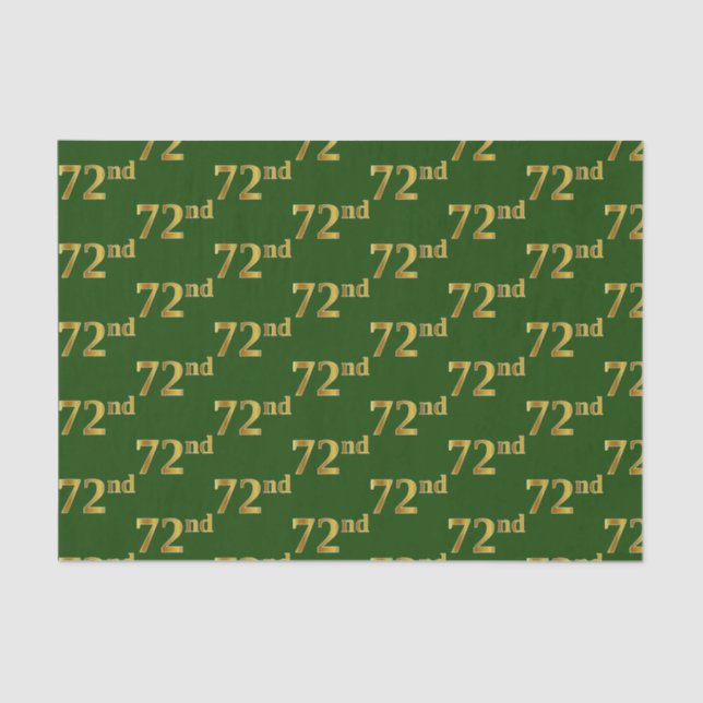 Green, Faux Gold 72nd (Seventy-Second) Event Tissue Paper (Front)