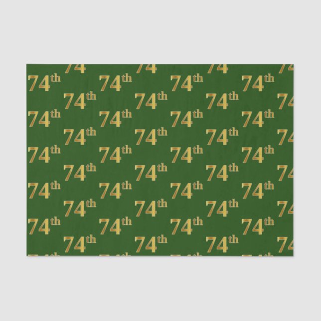 Green, Faux Gold 74th (Seventy-Fourth) Event Tissue Paper (Front)