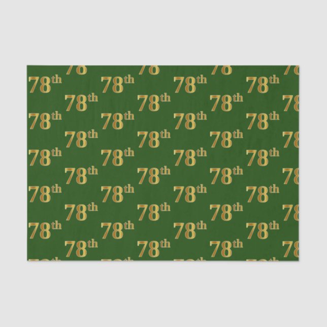 Green, Faux Gold 78th (Seventy-Eighth) Event Tissue Paper (Front)