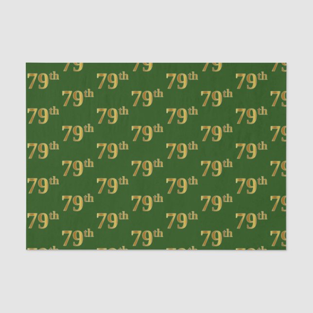 Green, Faux Gold 79th (Seventy-Ninth) Event Tissue Paper (Front)