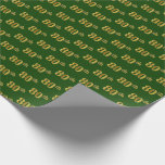 [ Thumbnail: Green, Faux Gold 80th (Eightieth) Event Wrapping Paper ]