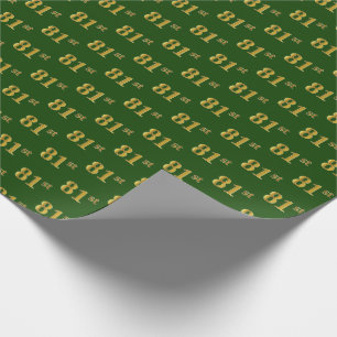 Green, Faux Gold 81st (Eighty-First) Event Wrapping Paper