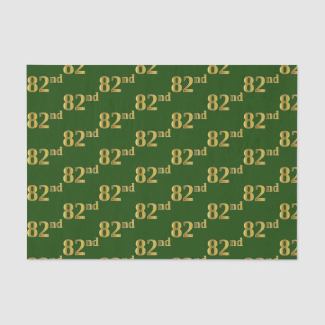 Green, Faux Gold 82nd (Eighty-Second) Event Tissue Paper (Front)
