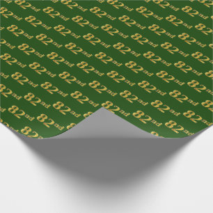 Green, Faux Gold 82nd (Eighty-Second) Event Wrapping Paper