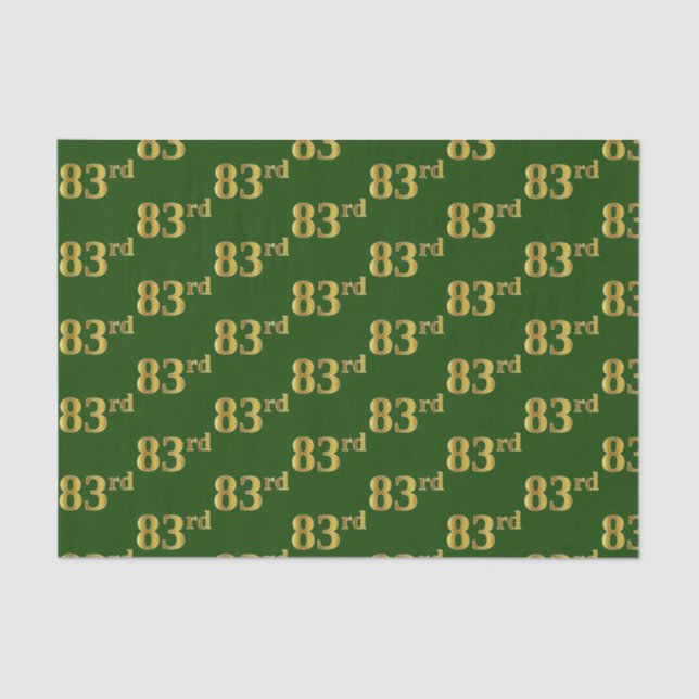 Green, Faux Gold 83rd (Eighty-Third) Event Tissue Paper (Front)