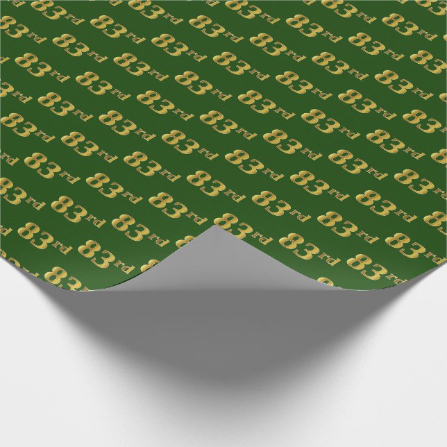 Green, Faux Gold 83rd (Eighty-Third) Event Wrapping Paper (Corner)