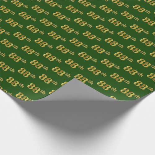 Green Faux Gold 88th Eighty_Eighth Event Wrapping Paper