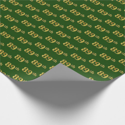 Green Faux Gold 89th Eighty_Ninth Event Wrapping Paper