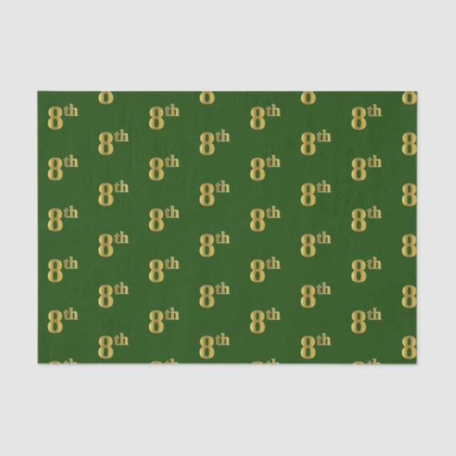 Green, Faux Gold 8th (Eighth) Event Tissue Paper (Front)