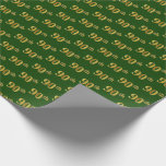 [ Thumbnail: Green, Faux Gold 90th (Ninetieth) Event Wrapping Paper ]