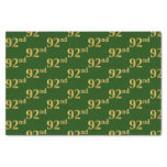 [ Thumbnail: Green, Faux Gold 92nd (Ninety-Second) Event Tissue Paper ]