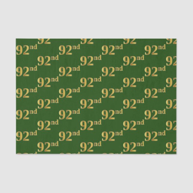 Green, Faux Gold 92nd (Ninety-Second) Event Tissue Paper (Front)