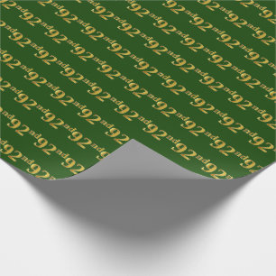 Green, Faux Gold 92nd (Ninety-Second) Event Wrapping Paper