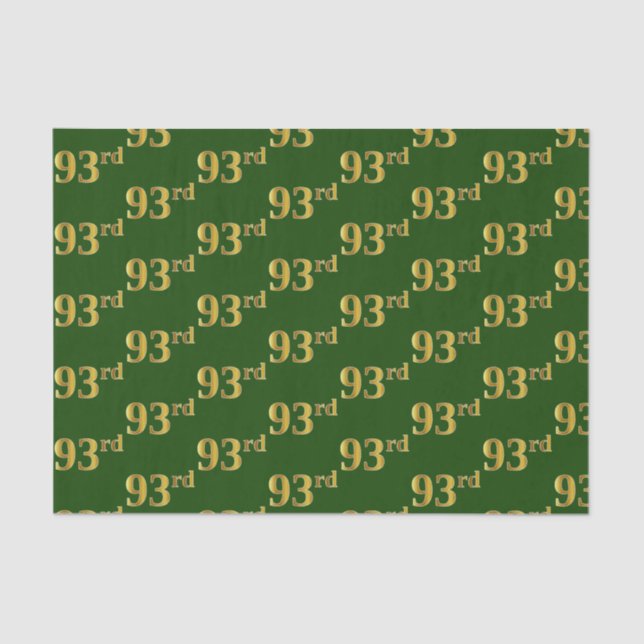 Green, Faux Gold 93rd (Ninety-Third) Event Tissue Paper (Front)