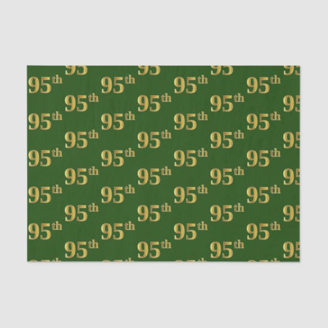 Green, Faux Gold 95th (Ninety-Fifth) Event Tissue Paper (Front)