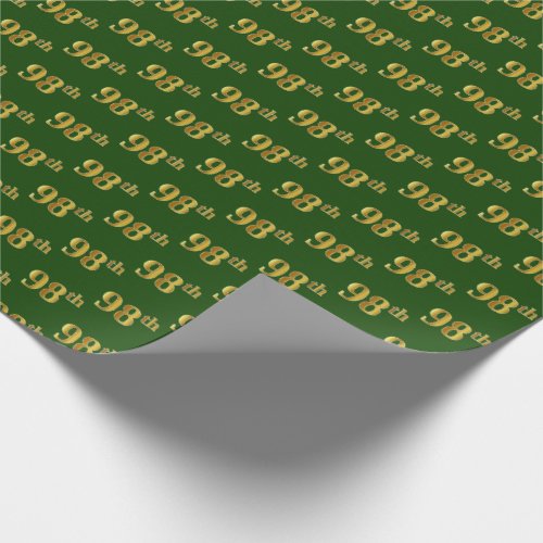 Green Faux Gold 98th Ninety_Eighth Event Wrapping Paper