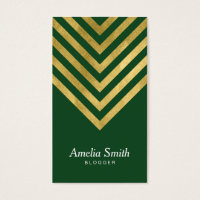 Green Faux Gold Geometric Blogger Social Media Business Card